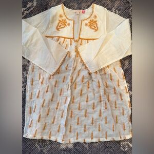Pink Chicken Cream and Orange Embroidered Dress